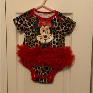 Disney baby Minnie Mouse leopard onesie skirt new